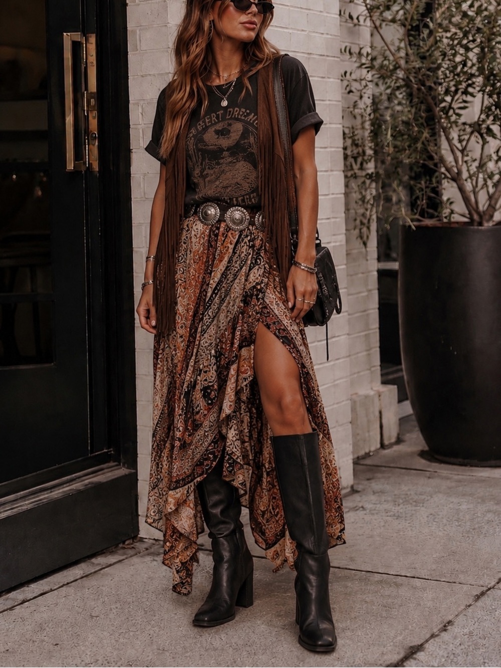 Free People Over the Knee Dakota Boot - Black Leather